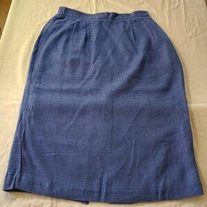 Kate McNaughton Linen Navy Blue Elastic Waist Straight Skirt Size 6 Lined Career